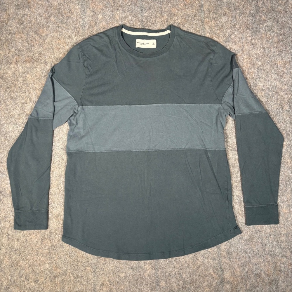 Abercrombie & Fitch Long Sleeve Tee Mens XL Grey Colorblock Soft A&F Shirt VTG